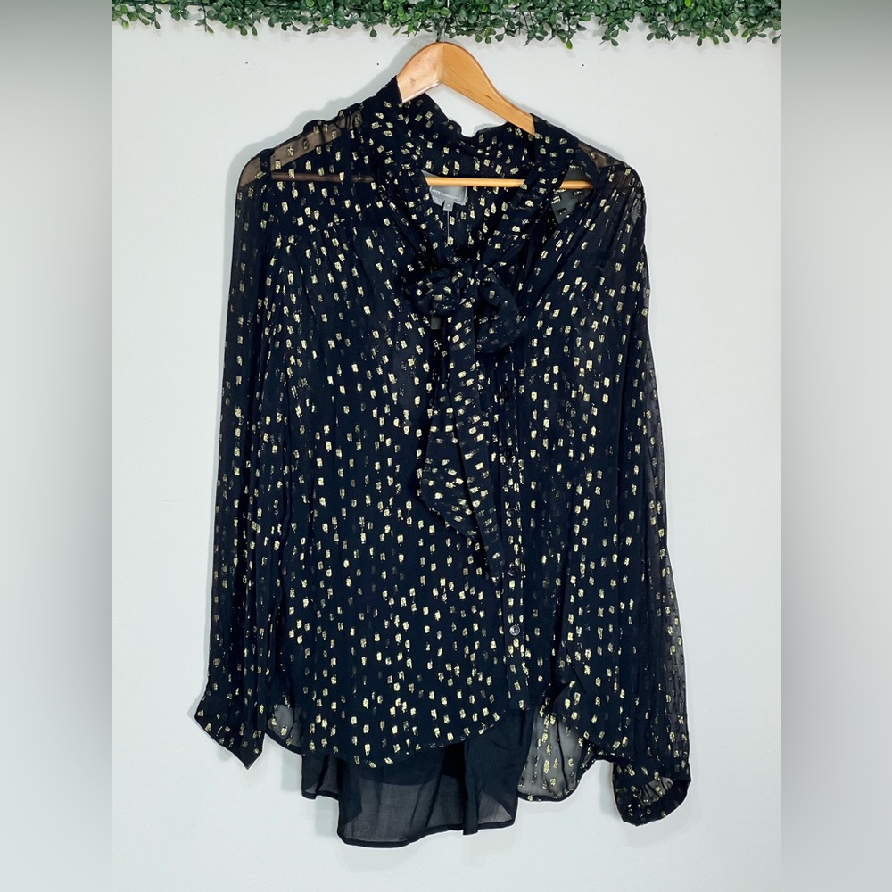 Anthropologie Black and Gold Blouse